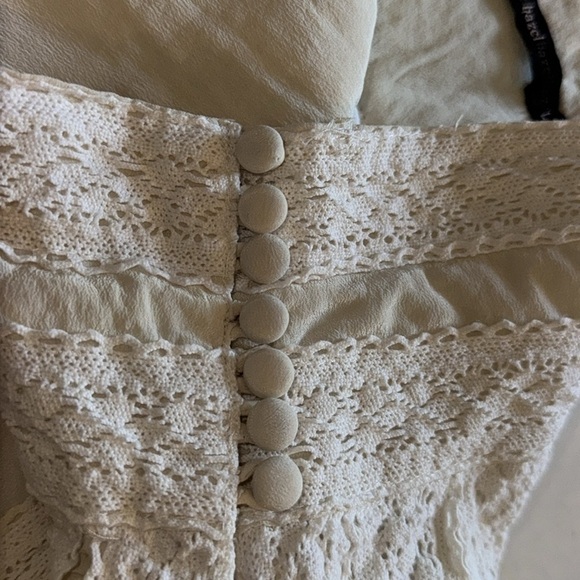 100% silk skirt Designer, off-white wide waist button, detailed with lace shell - Picture 9 of 13